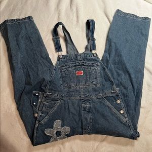 patchwork denim overalls